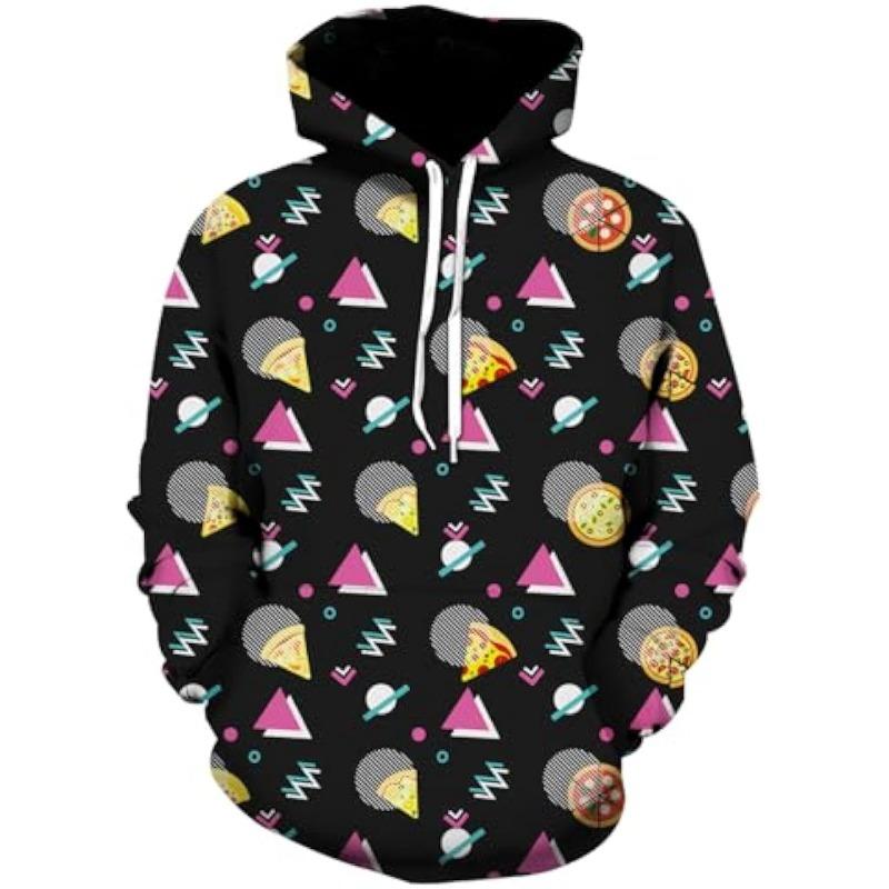 Men's Hoodies 3D Novelty Pullover Sweatshirt, Xmas Men Women Teen Boy Gifts, Black White Galaxy Print Flag