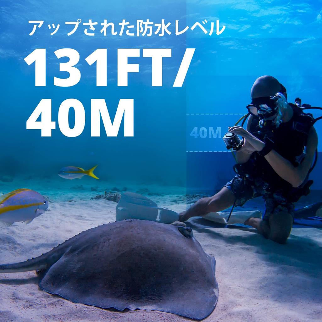 AKASO Brave 4 Pro Action Camera Card 4K 20MP Dual 40M Underwater EIS Image External Microphone HDMI 5x 1350mAh x2 Wide Wearable Camera (SD Included) -