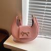 Solid Simple Color Gold Bow Decoration Women Casual Shoulder Bag For Use Daily