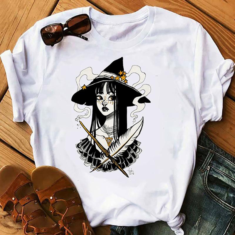 Tricou la modă de vară pentru femeie Halloween vrăjitoare imprimeu tricouri femei casual amuzant tricou pentru Lady Yong Girl Top Tee Hipster