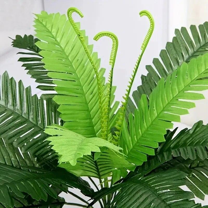 1pc,Artificial Plant, 18 Head Of Lron Leaves, Simulated Silk Cloth GreenPlanting, Iron Tree Leaves,Loose Tail, Palm Leaf Plant W