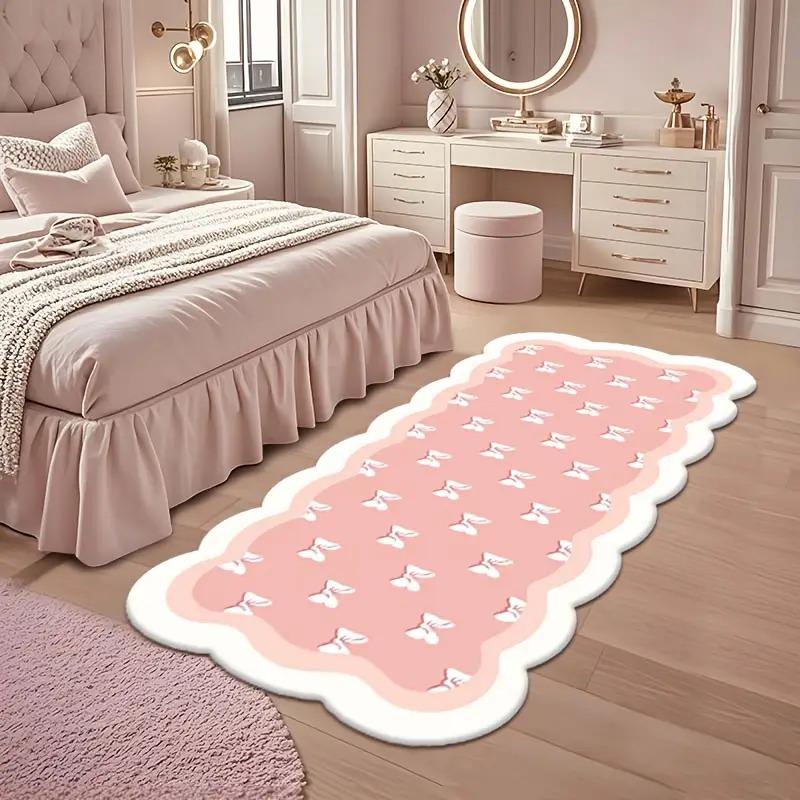 VIKAMA Pink Heart Carpet, Girl's Room Decoration, Soft Bedroom Bedside Rug, Living Room Mat, Home Decoration