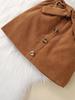 Black Ribbed Round Neck Long Sleeve Top + Girls Fashion Yellow Brown Half Skirt Set