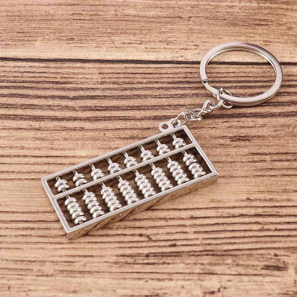 Stylish 3D Simulation Model Metal Abacus 8 Rows Ancient Mobilizable Gift Keyring Keychain Keyfob
