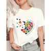 Oversized T Shirt Black Colorful Hearts Pattern For Casual Wear