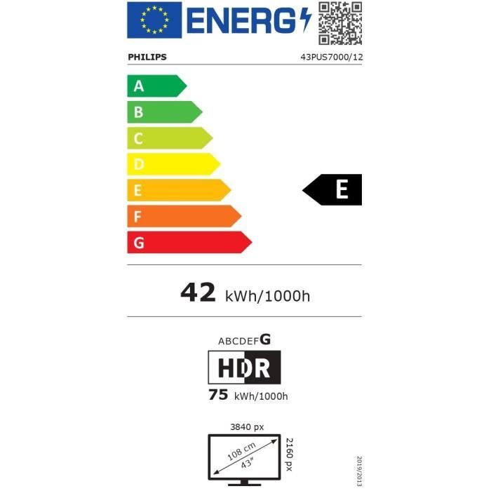Philips 43PUS7000 - טלוויזיית LED 43" (108 ס"מ) - 4K UHD 3840x2160 - HDR10+ - טלוויזיה חכמה - 3xHDMI