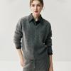 Korean Style V-neck Cable Knit Cashmere Sweater - Retro Autumn/Winter Women's Pullover in Solid Color.