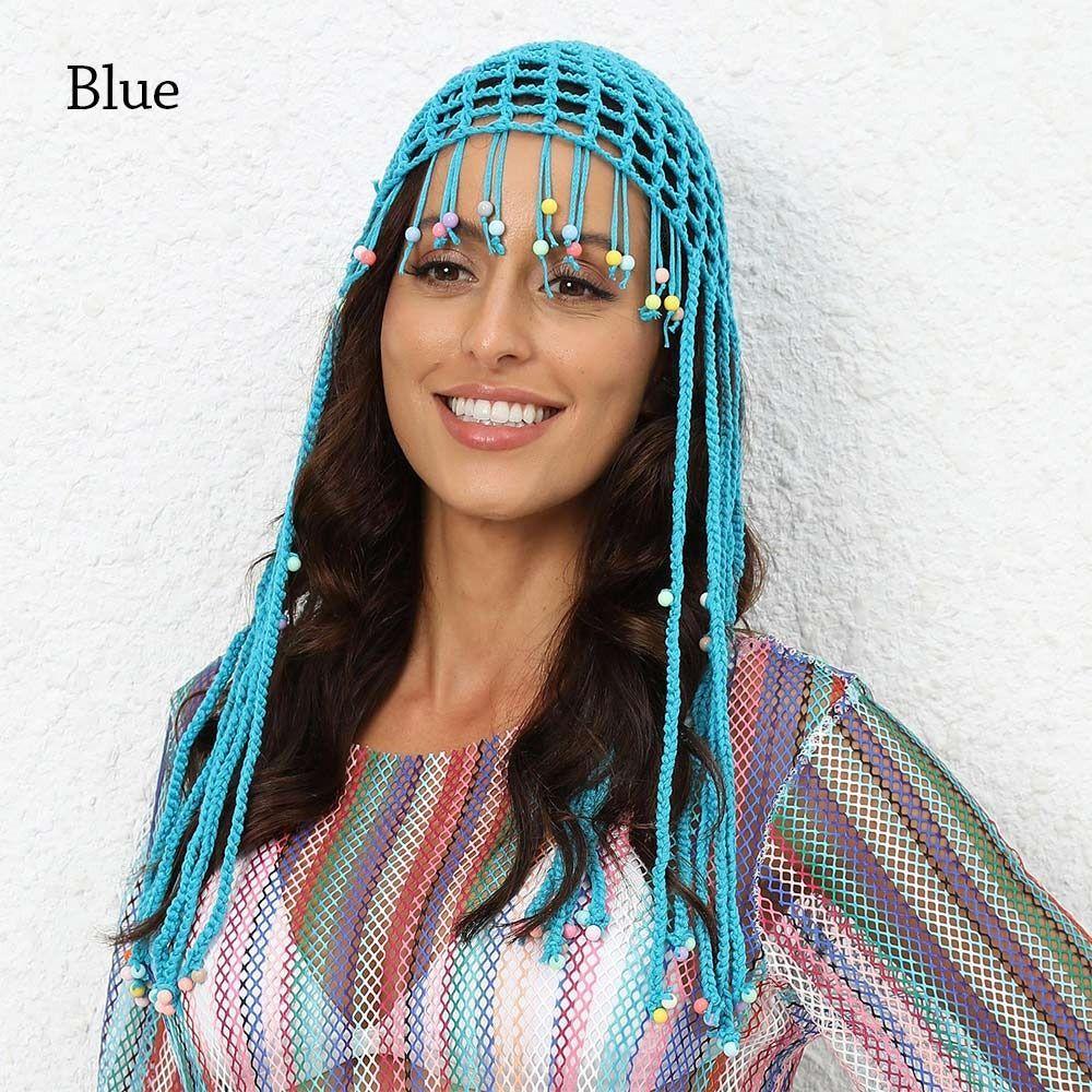 Y2k Knitted Hat Handmade Skullies Hat Breathable Beret Cap  for Women