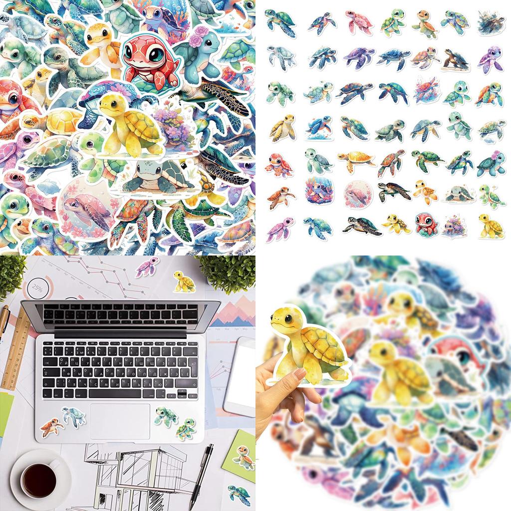 Cute Cartoon Turtle Stickers 50 Waterproof Diy Decals For Guitar Notebook And Luggage