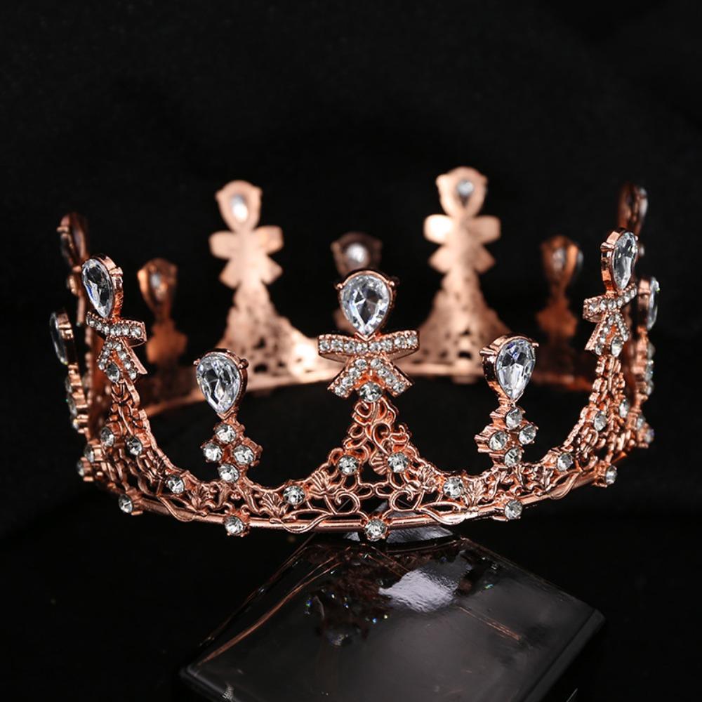 Shiny Queen Crown Rhinestone Princess Tiara Temperament Baroque Crown  Coming-of-age Ceremony