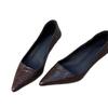 Cowhide Version~ Minimalist Temperament Kitten Heel Pointed Head Shallow Mouth Single Shoes Women's 2025 Autumn Commuting Thin Heel Small Leather Shoe