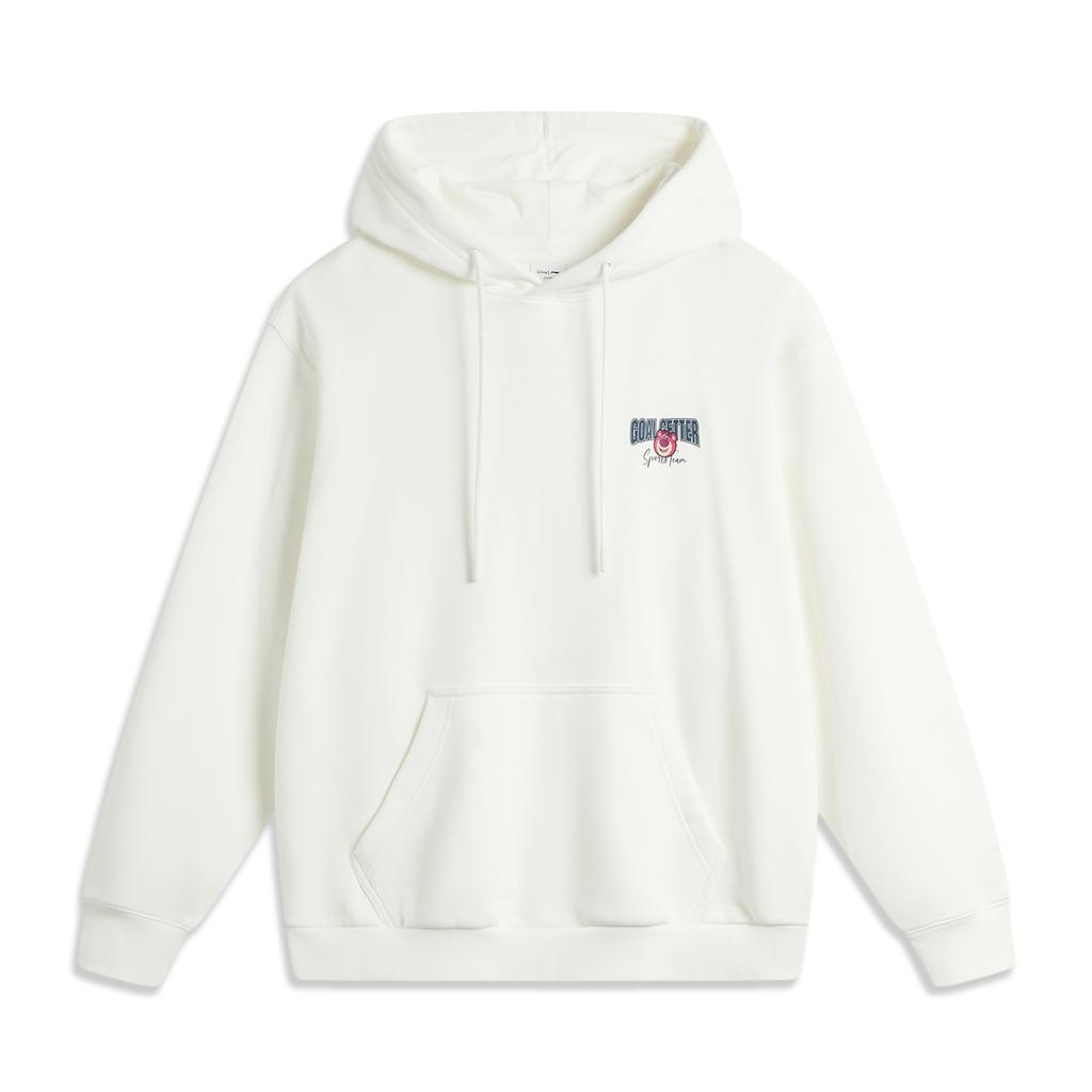 Li Ning Disney Collaboration Pixar Strawberry Bear Series Cartoon Letter Hooded Comfortable Breathable Loose Sweatshirt Unisex Sweatshirt AWDU431-4