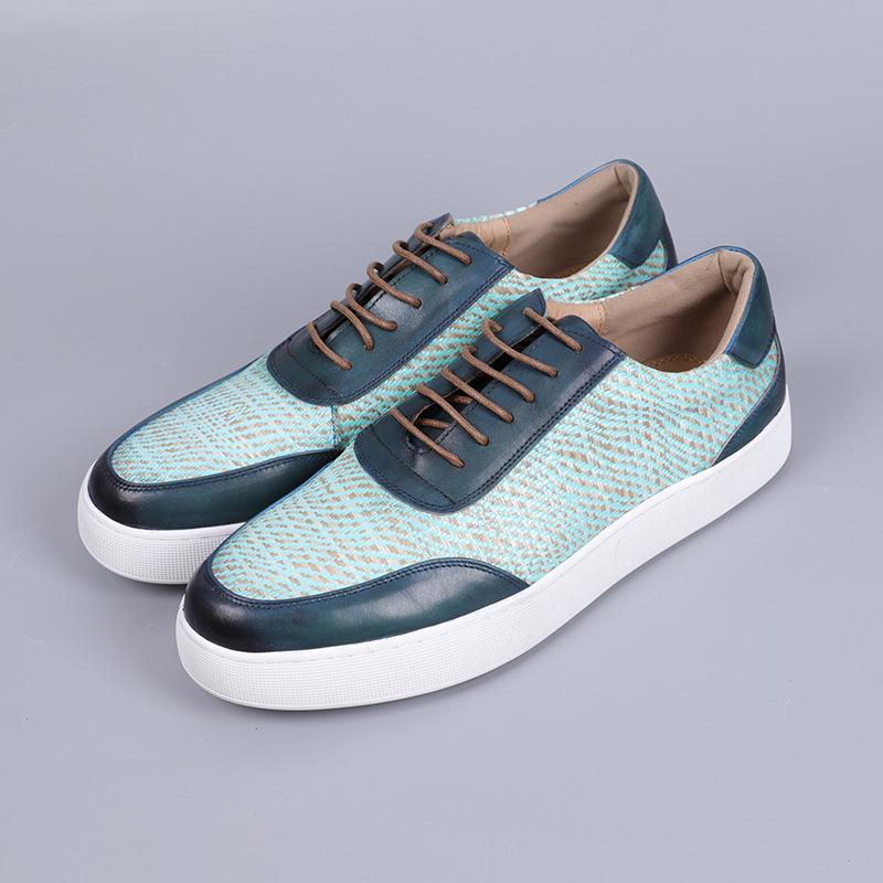 New 2025 Spring Men Genuine Leather Casual Sneakers Knitting Stitching All Match Men Street Travel Flat Footwear