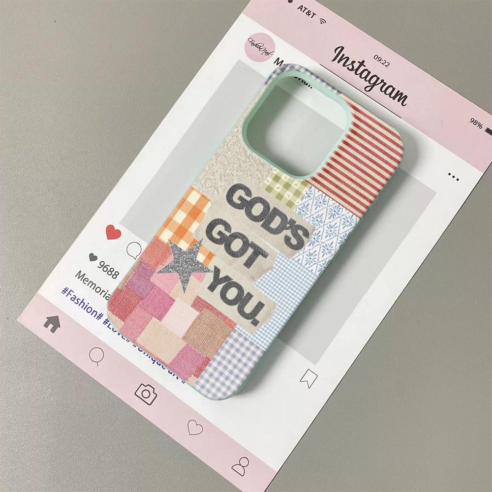 

God is Got You Lychee Grain Collage graffiti Phone Case For iPhone 17 17Air 16 15 14 13 12 11 Pro Max 16 Plus Soft Cover Funda iPhone 11