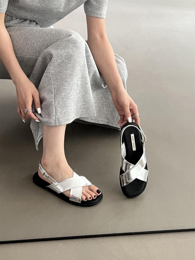 Fashion Comfort Shoes for Women Beach Sandals Open Toe Summer Heels Cross Flat Peep Girls Gladiator 2025 Fashion New Rome Scandals Casua