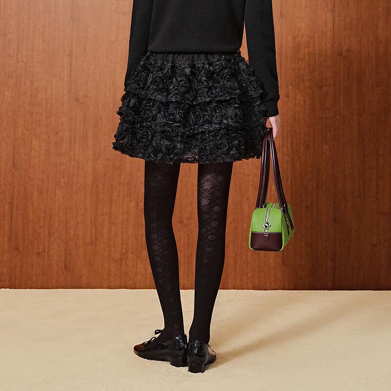 LEDIN Embroidered Rose Tiered Tulle Mini Skirt