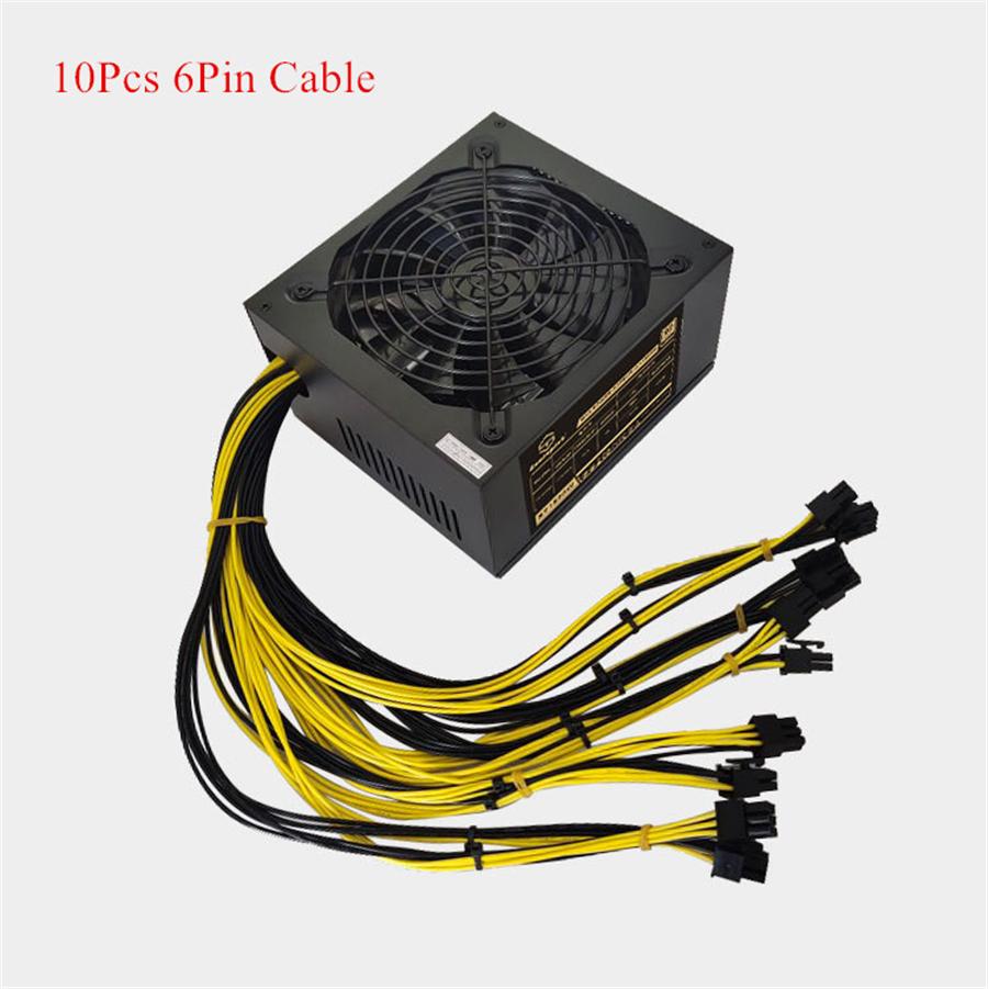 1800W ATX ETH Bitcoin Mining Power Supply For PC Mining Rig Support 6 Graphics Cards 6P Ports GPU 4U Single Power