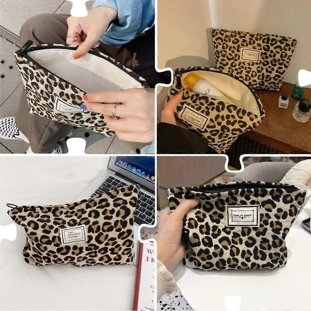 Cosmetic Bag - Leopard Bag - Canvas Waterproof Toiletry Travel Cosmetic Storage Bag, Zipper Bag Toiletry Bag for Women Girls