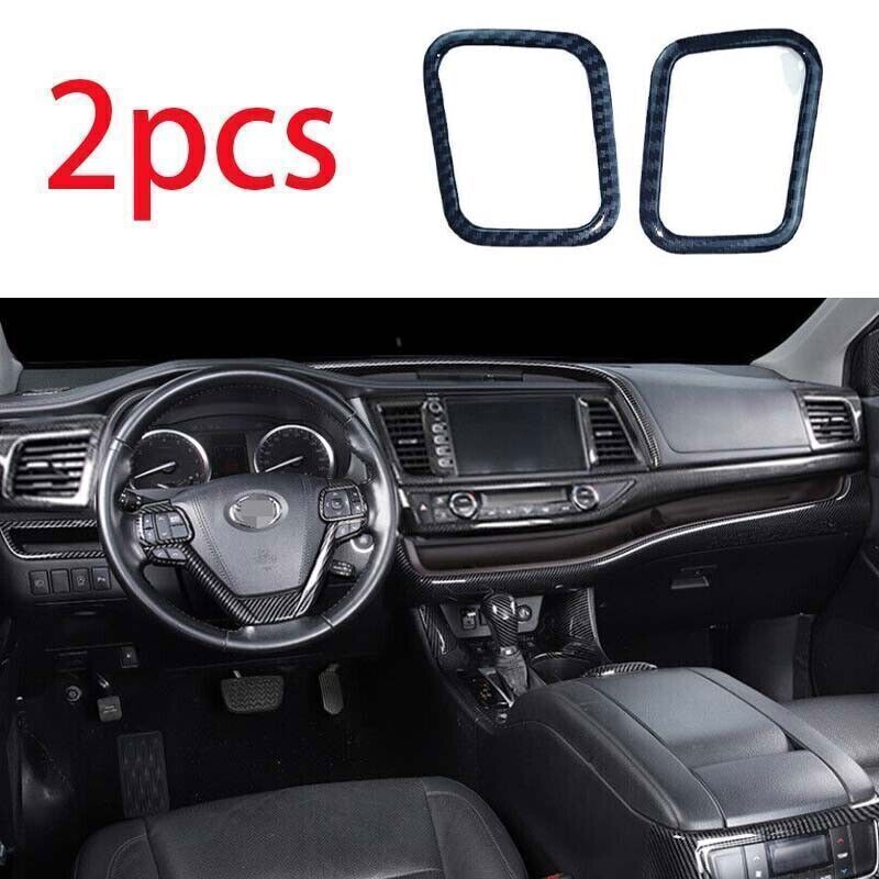 Carbon Fiber Dash L&R AC Air Outlet Vent Trim For Toyota Highlander 2015-