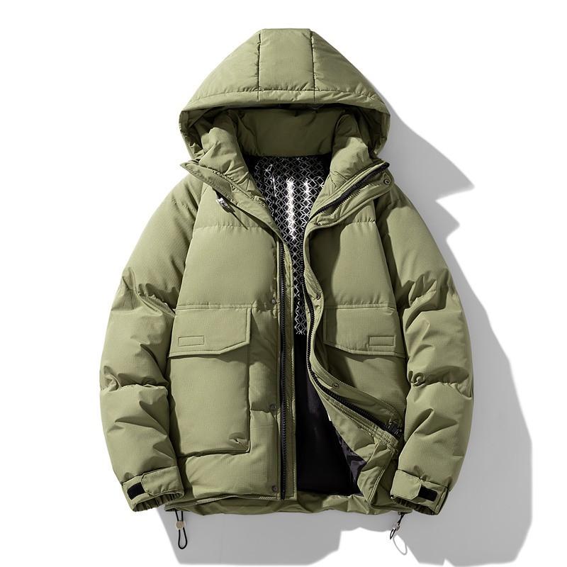 Mens Oversized Winter Down Jacket Loose Fit Plus Size Warm White Duck Coat With Hood