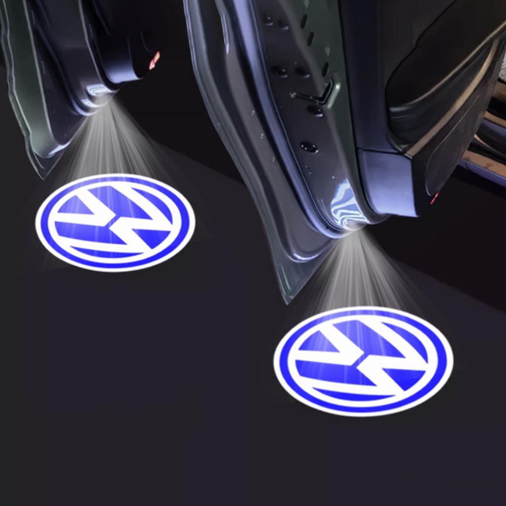 4 Stück Auto Tür Willkommensleuchte LED Kabellos Laser Projektor Logo Nachtlicht für Volkswagen VW Lavida Touran Caddy Käfer Golf Bora