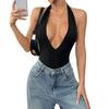 Damen Frühling und Sommer Rückenfreier Konischer Dreiviertel Sexy Neckholder Jumpsuit