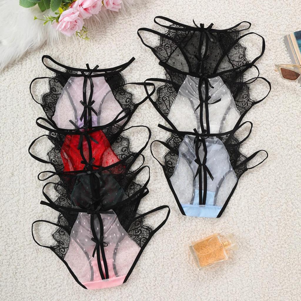 Lace Jacquard Mesh Briefs: Low Waist, Sheer Temptation Women's Panties