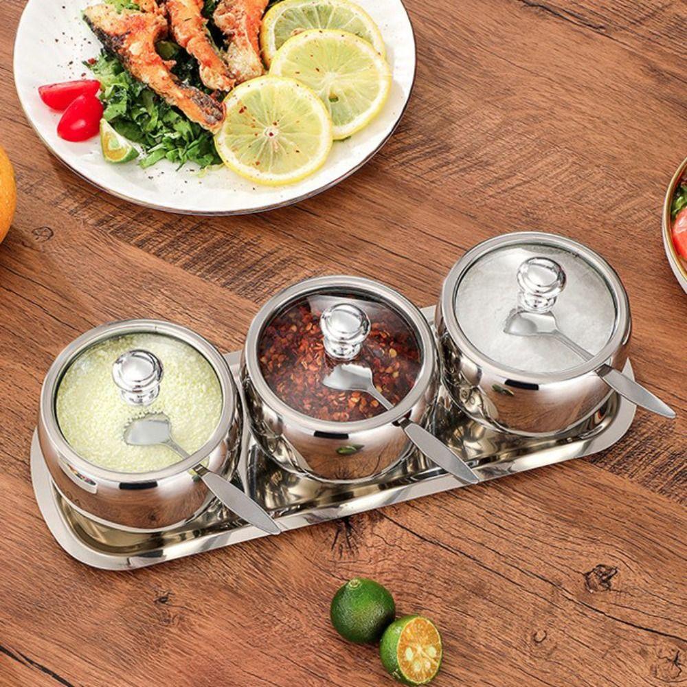 Feuchtigkeitsdichter Gewürzbehälter 304 Edelstahl Gewürzbehälter Langlebiger Gewürztank Restaurant