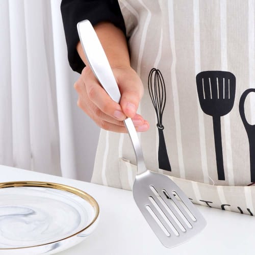 EDAR All-Stainless Steel Turner/Spatula, 18-8 Stainless Steel, 24cm Long, 5.7cm Wide, Silver, Easy to Use, Comfortable to the Touch