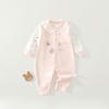 Cotton Lace Trim Long Sleeve Newborn Bodysuit Pajamas