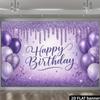 One 2D Flat Purple Glitter Background Cloth for Birthday Celebration Suitable for Birthday Parties and Themed Events.