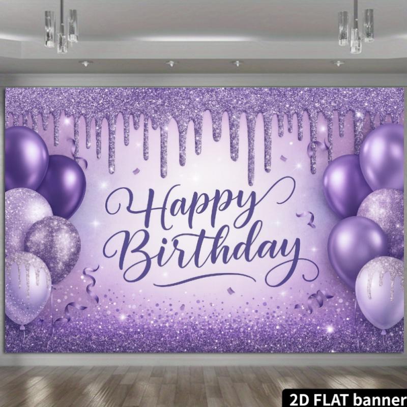 One 2D Flat Purple Glitter Background Cloth for Birthday Celebration Suitable for Birthday Parties and Themed Events.