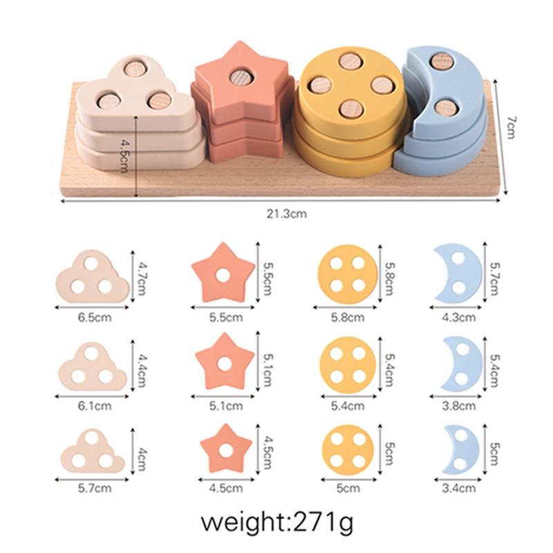 

Montessori Toys Wooden Shape Matching Car Learning Toys For Babies 0-3 Years Old Building Block Stacking Toy Star And Moon Block