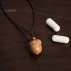 Caixa de Pílulas Amigável para Viagem, Colar Pingente de Bolota de Madeira, Caixa de Madeira, Difusor de Óleo Essencial, Estojo Mini Portátil, Chaveiro Pingente