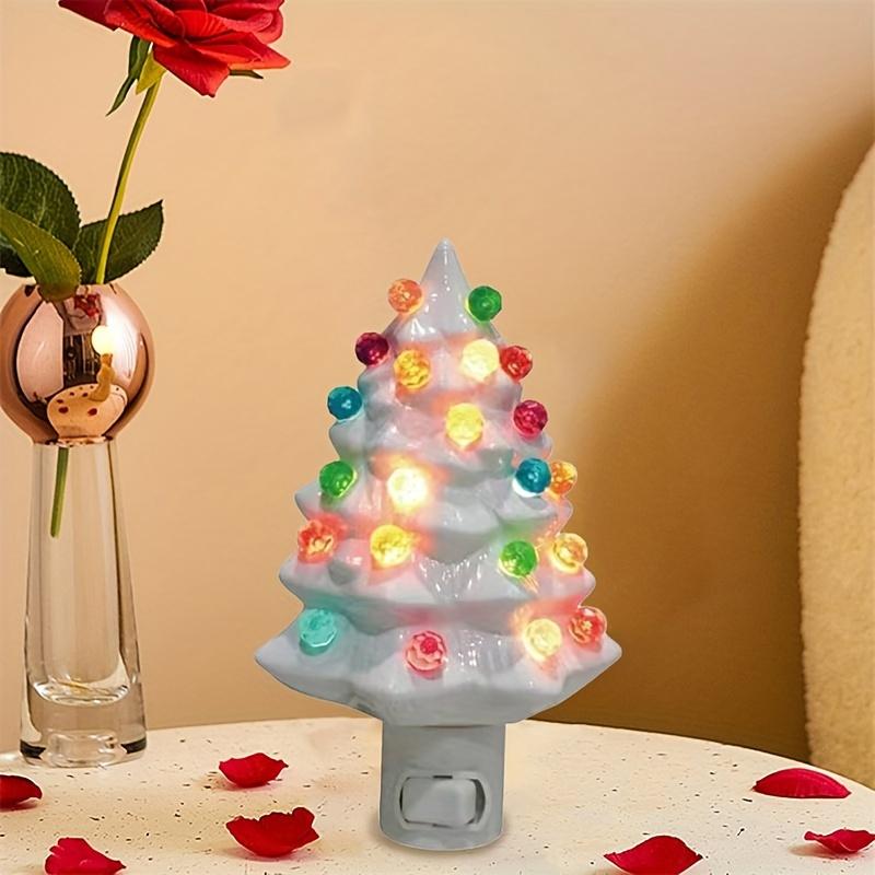 Charming 3D Christmas Tree LED Night Light Festive Red Resin Wall Decor Non-Waterproof 120V US Plug For Indoor Use American Wire Gauge