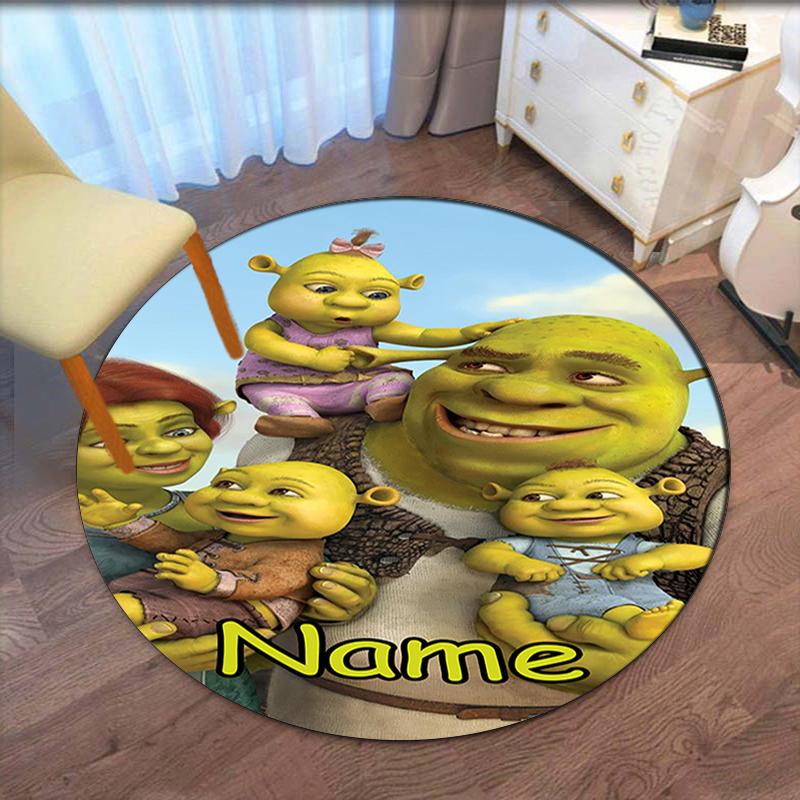 Custom Name Shrek Printed Round Rug Carpet Chair Rug Area Rug Entryway Doormats,for Office Chair Living Room Bedroom Kitchen Room.