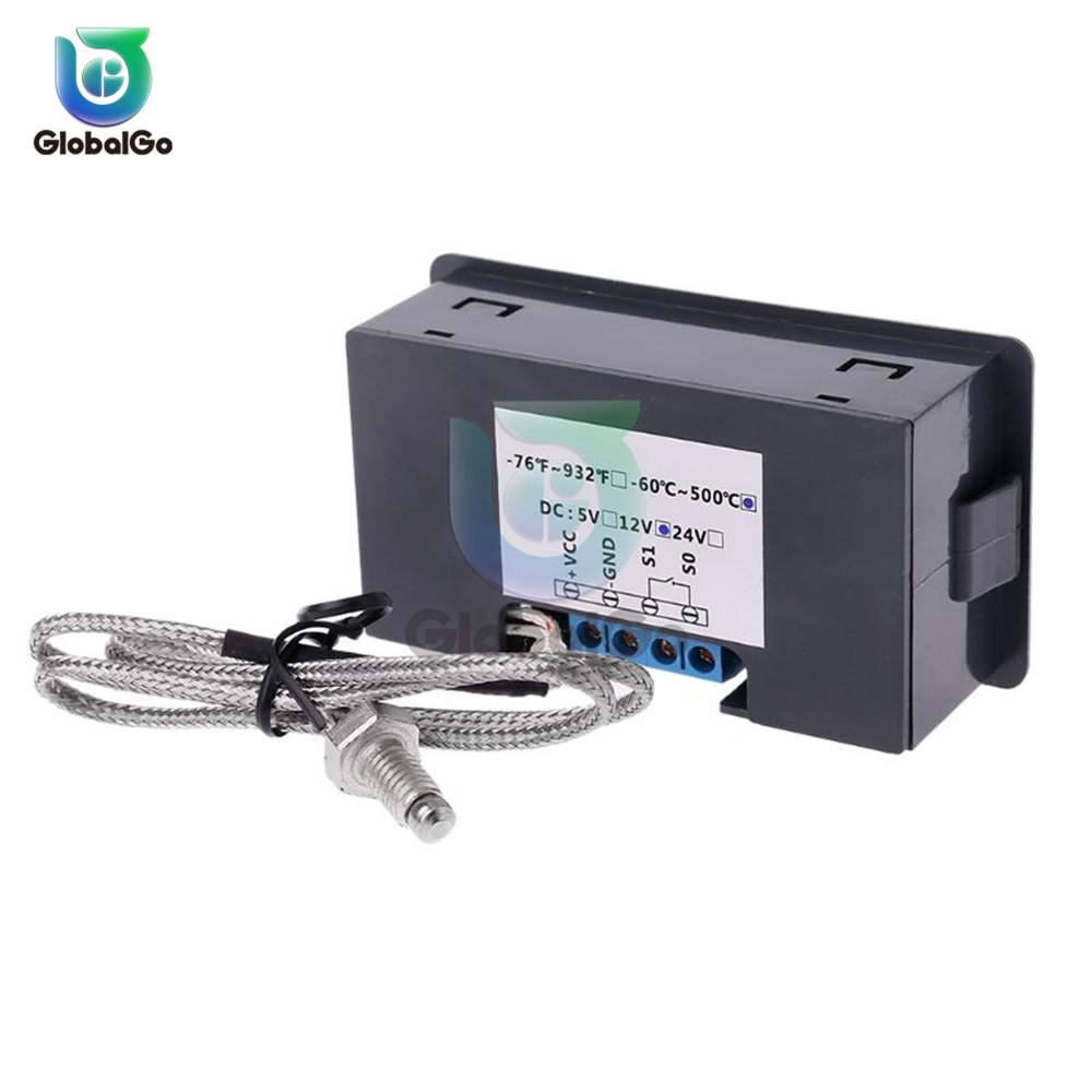 Intelligent Thermostat Temperature Control 1 Way 10A Relay -60~500 Degree K Type M6 Thermocouple Sensor DC 5V 12V 24V AC 220V