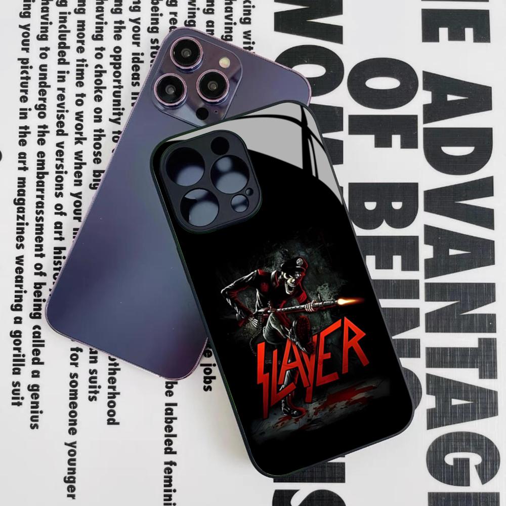Slayer Heavy Metal Rock Band Phone Case for Iphone 17 16 15 14 12 11 13 Pro Max Mini X Air Puls Black Glass Cover