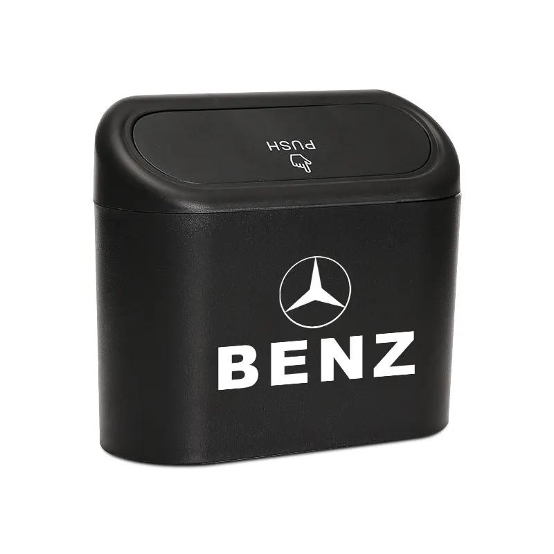 AAUT1 Car Trash Can Storage Box Vehicle Multifunctional Garbage Dust Case Stickers For Mercedes Benz A B C E S AMG CLA CLK GLA