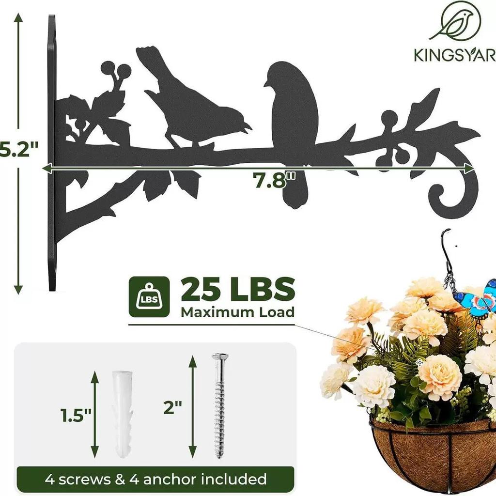 Vogeldesign Metall Pflanzenhaken – Innen/Außen Wandhängehalter