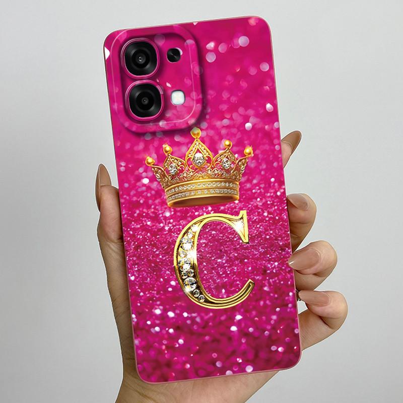 For Oppo A6 Pro 2025 Fashion Initial Letter Couple Phone Case for Oppo A6 Pro A6Pro 4G 5G Soft Silicone TPU Lens Protective Case