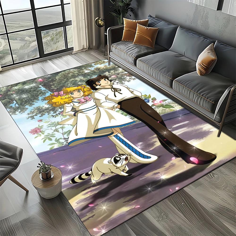 2025 Neuer Stil Süßigkeit Süße Mädchen Cartoon Anime Teppich für Wohnzimmer Schlafzimmer Dekoration, Rutschfeste Dekoration für Sofa Fußmatte Kinder