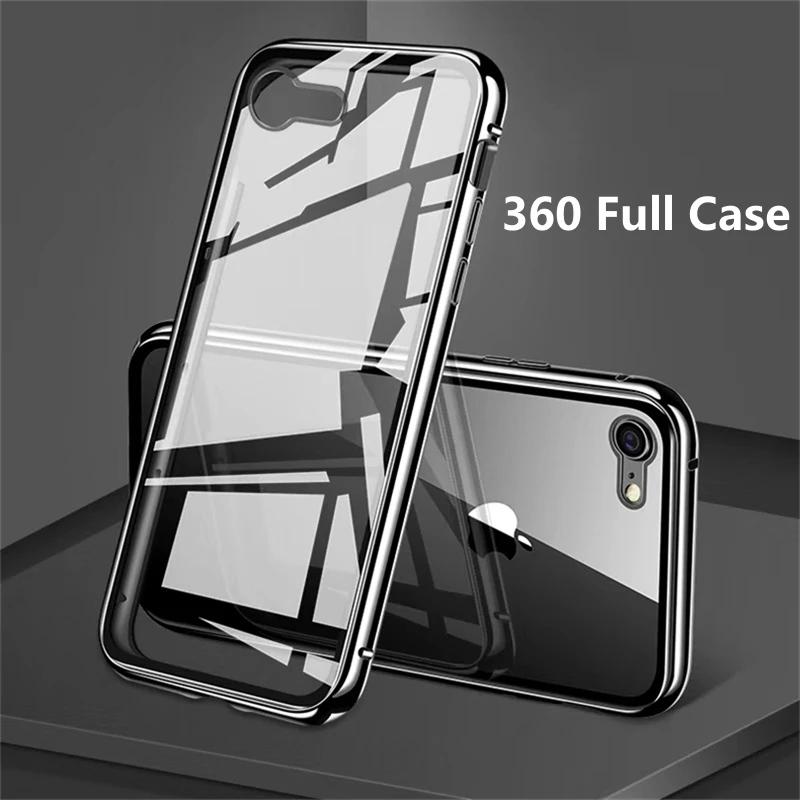 Deksler til iPhone 16E 16 E Magnetisk adsorpsjon Støtsikkert deksel til iPhone SE 4 13 SE4 15 16 Pro Max Full metallramme Dobbeltsidig herdet glassdeksel
