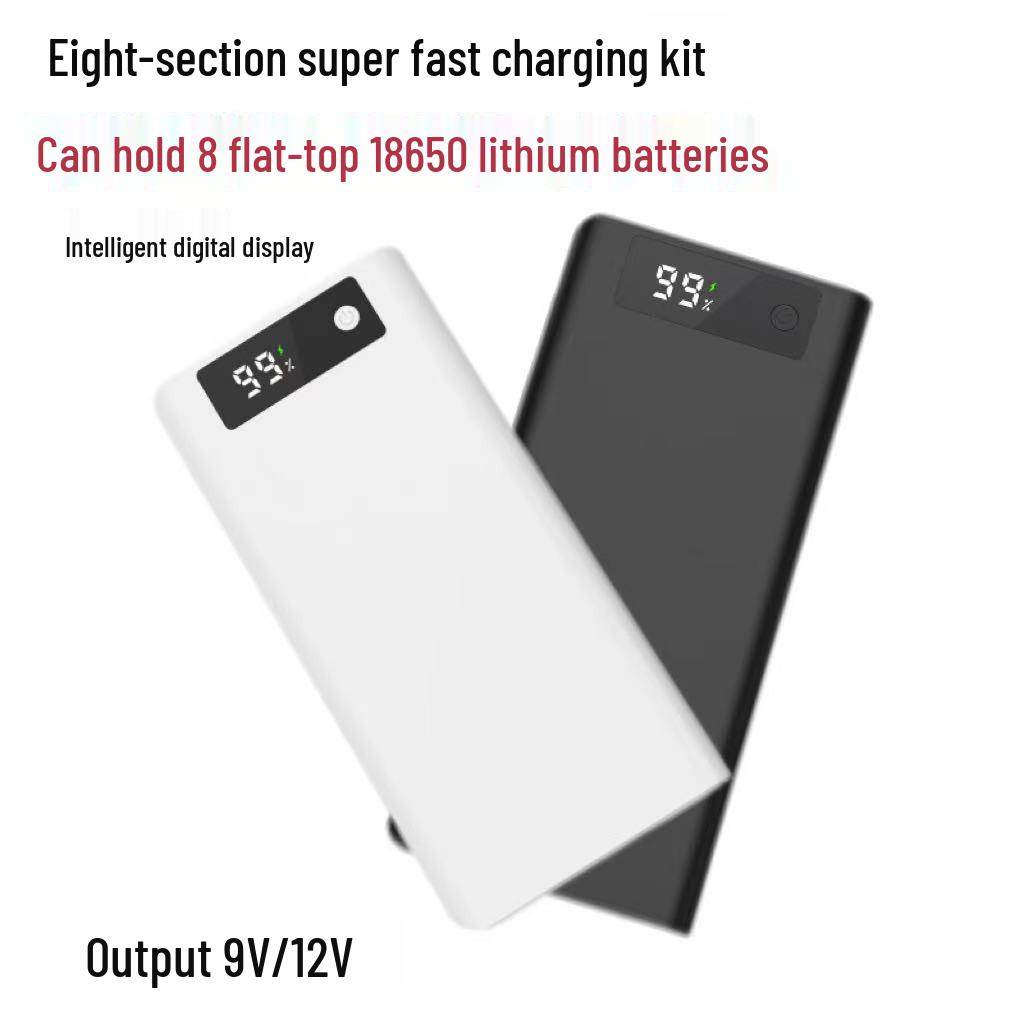 8-Section Detachable DIY Power Bank Kit with Super Fast Charging & Digital Display (18650 Solderless)
