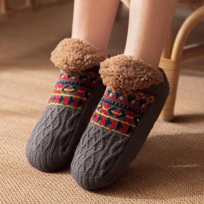 Thermal Women Slipper Socks Winter Warm Short Cotton Thickened Home Sleeping Soft Non Slip Grip Fuzzy Floor Sock Fluffy Male