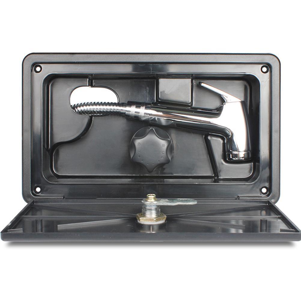 Outdoor RV Shower Box Shower Box Kit Cold Hot Switch Marine Boat Motorhome Kit Color: Black/white (optional)