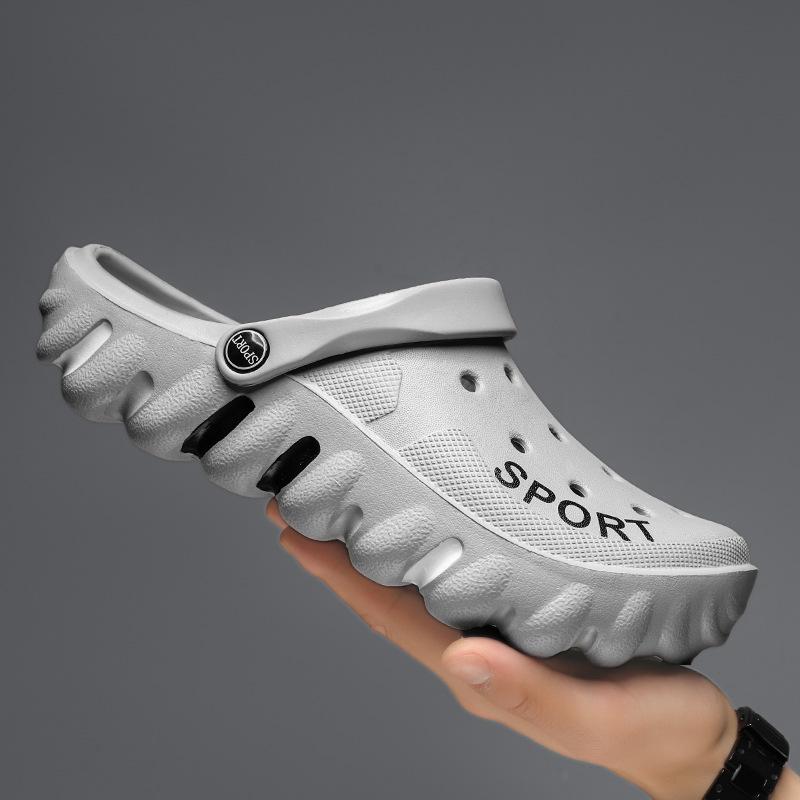 Cool Slippers Outside Hole Shoes, Outdoor Non-Slip Thick-Soled Beach Shoes With Soft Soles, Two Driving Sandals, Men'S Trendy Models