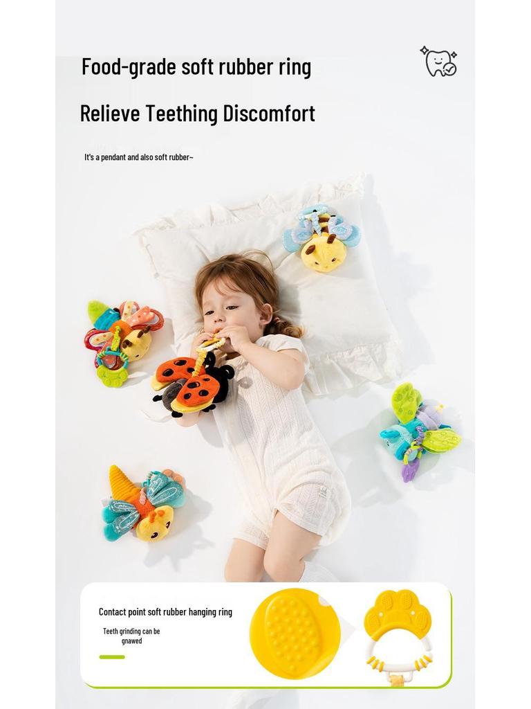 Jollybaby Soothing Insect Fly Plush Stroller Toy & Crib Mobile for Infants 0-1