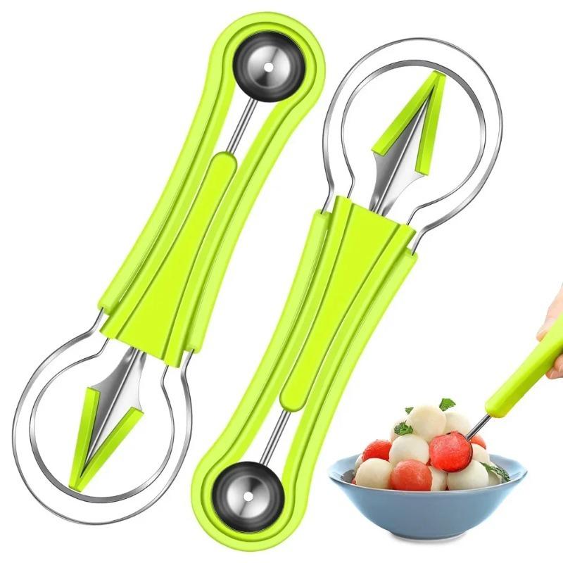 3 stk Vannmelonskivekutter Skje Fruktutskjæringskniv Kutter Fruktfat Fruktgraver Masseparator Kjøkken Hjem Gadgets Verktøy