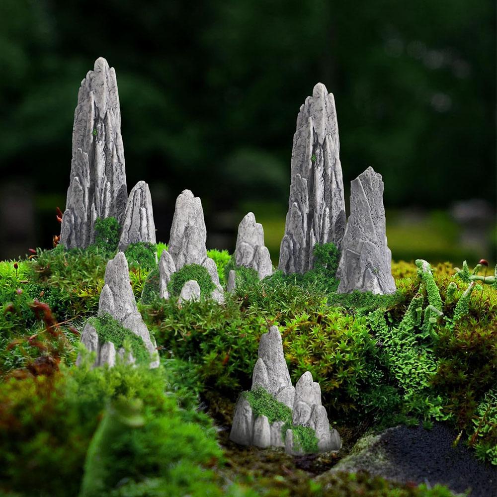 8pcs Mountain Decorative Miniature Set for Indoor Garden Accessories